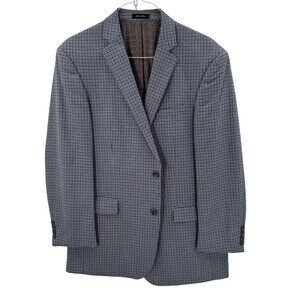 Jean Paul Germain Blue Plaid Blazer Mens 44L Classic Fit 2-Button Jacket